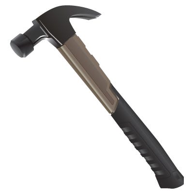 An illustration of a claw hammer, which is most commonly employed for